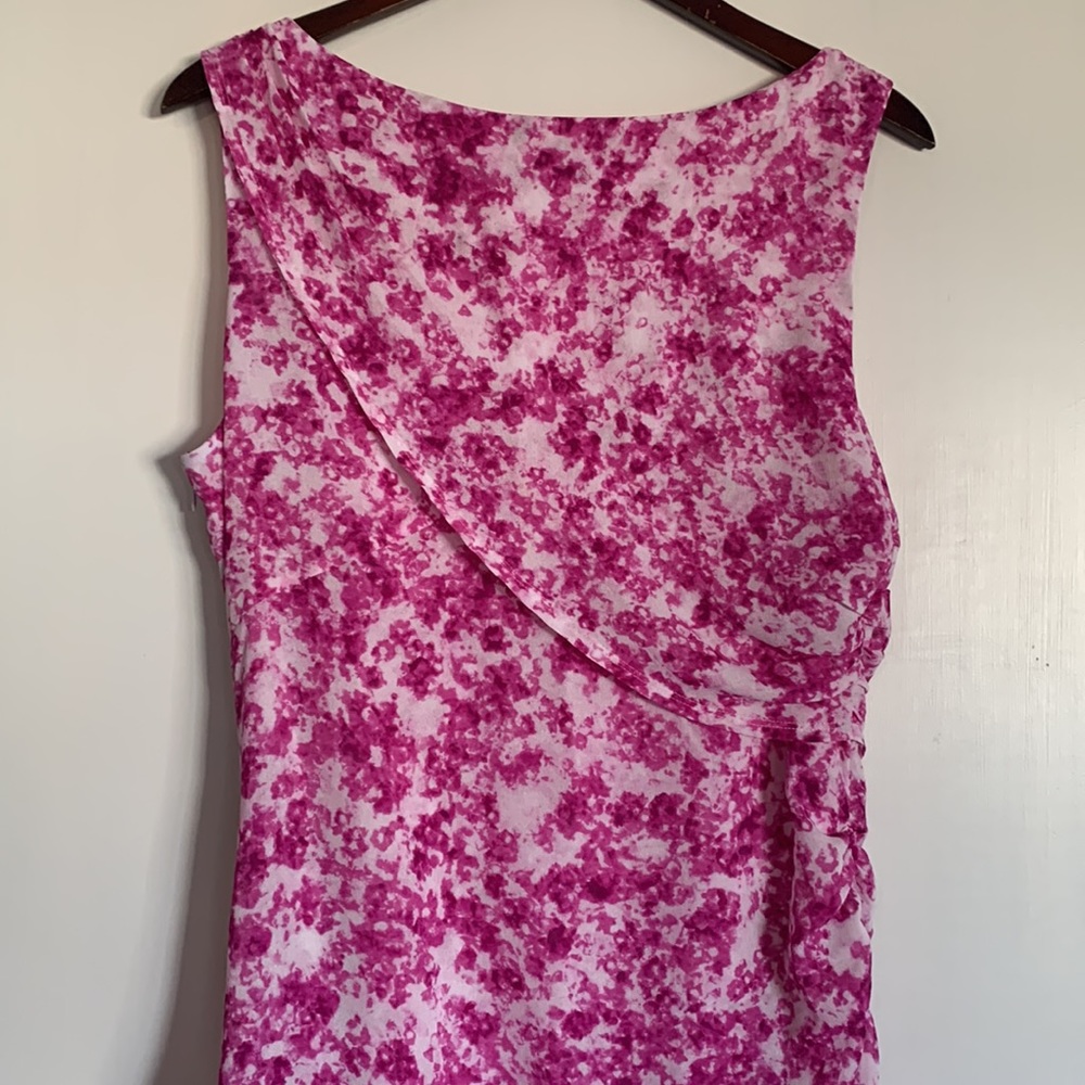 Ann Taylor Fuscia Floral Sleeveless Dress Size 12 - Picture 5 of 11